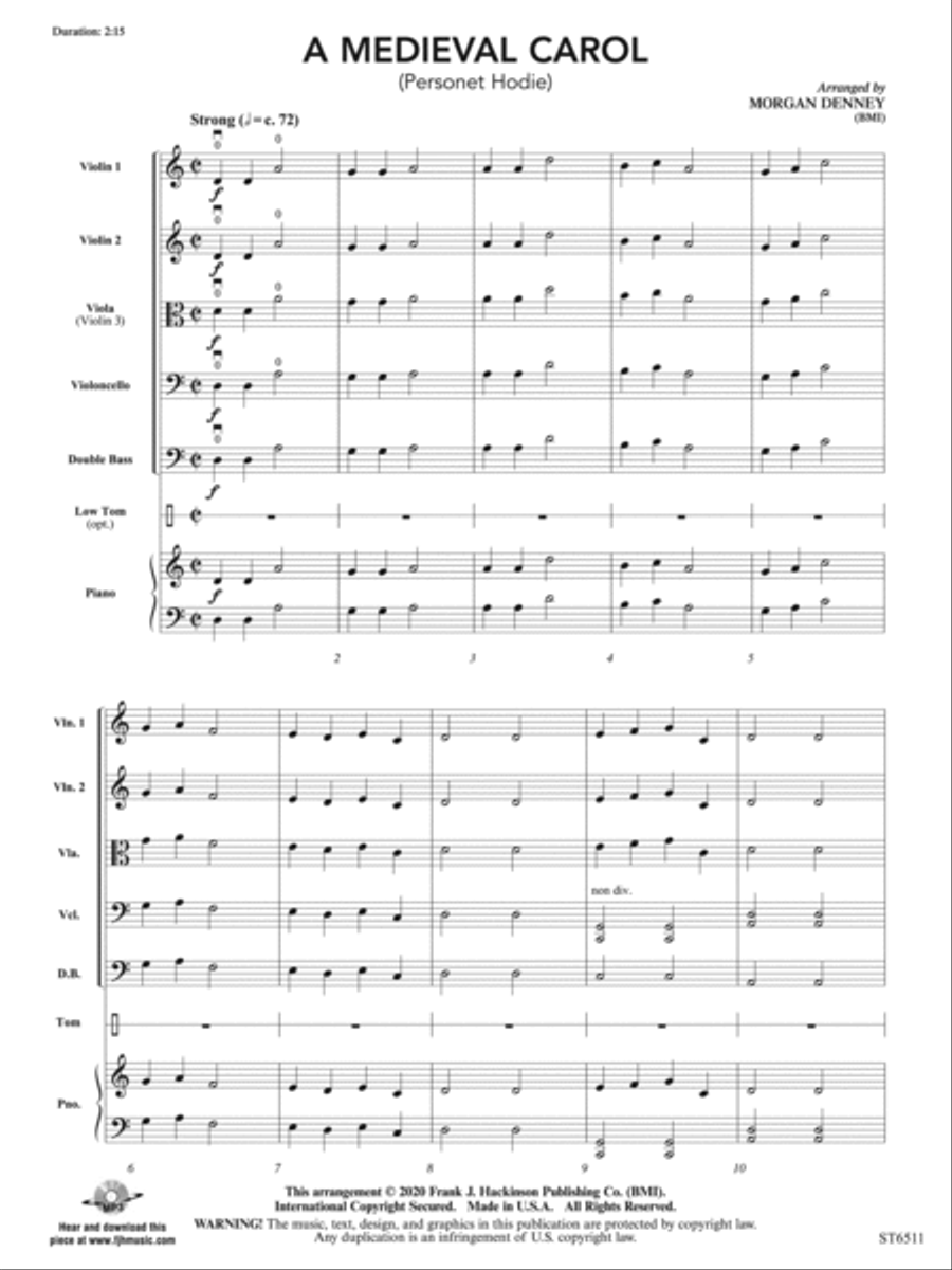 A Medieval Carol (Personet Hodie): Score String Orchestra scores gallery preview page 3
