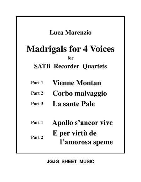 Five Marenzio Madrigals for Recorder Quartet image number null