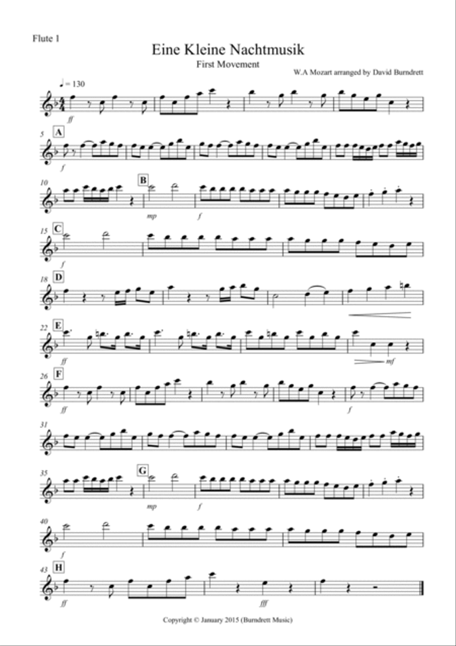 Eine Kleine Nachtmusik (1st movement) for Flute Quartet Flute Quartet scores gallery preview page 6