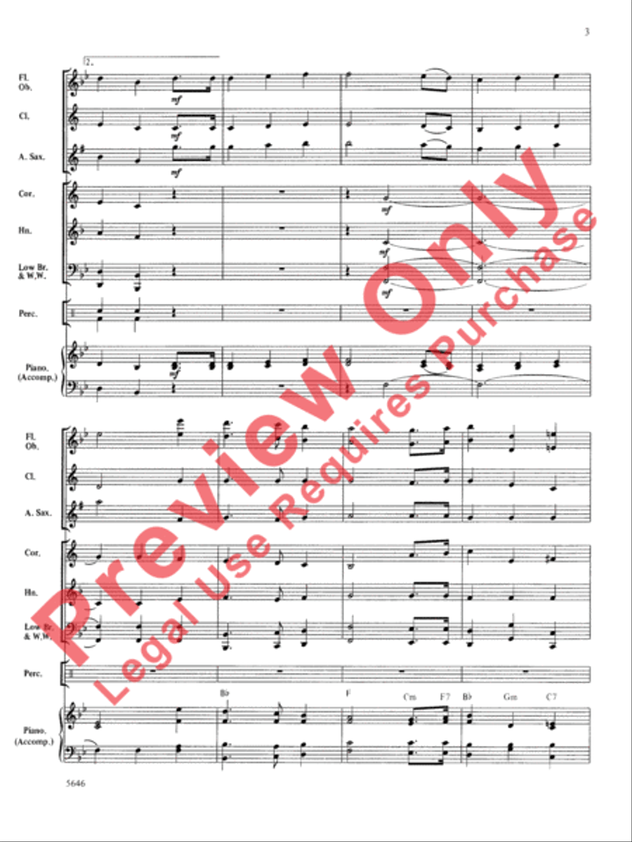Three National Anthems (Star-Spangled Banner, O Canada!, America/God Save the Queen) Concert Band scores gallery preview page 4