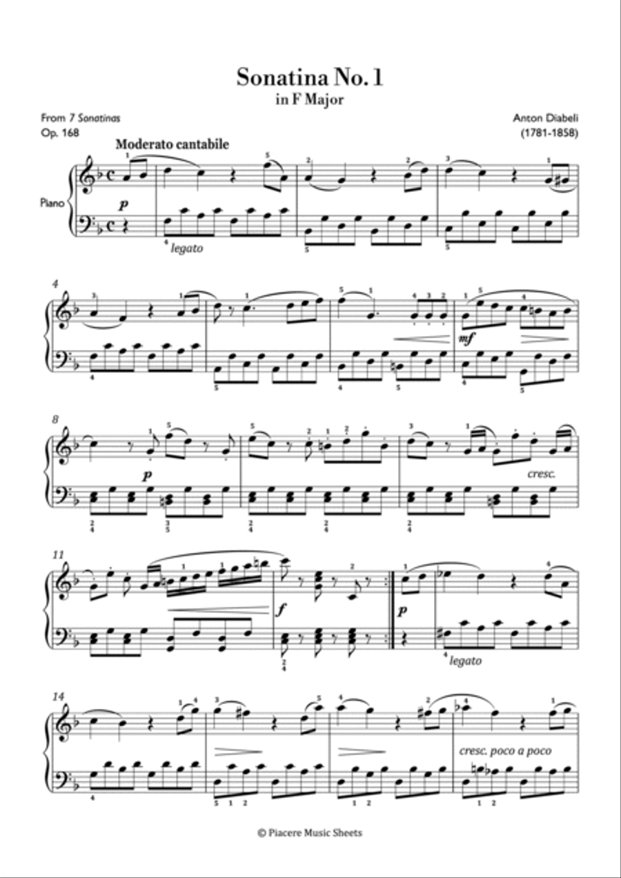 Diabelli - Sonatina No. 1 in F Major - Intermediate Piano Solo scores gallery preview page 2