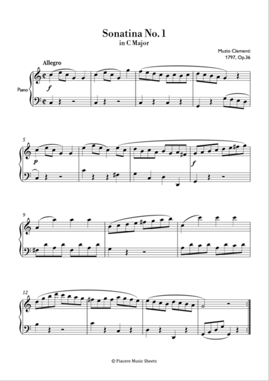 Clementi - Sonatina No.1 in C Major - Easy image number null