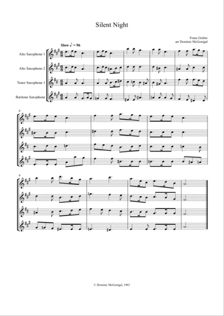 Silent Night (Sax Qt - AATBar) Small Ensemble scores gallery preview page 2