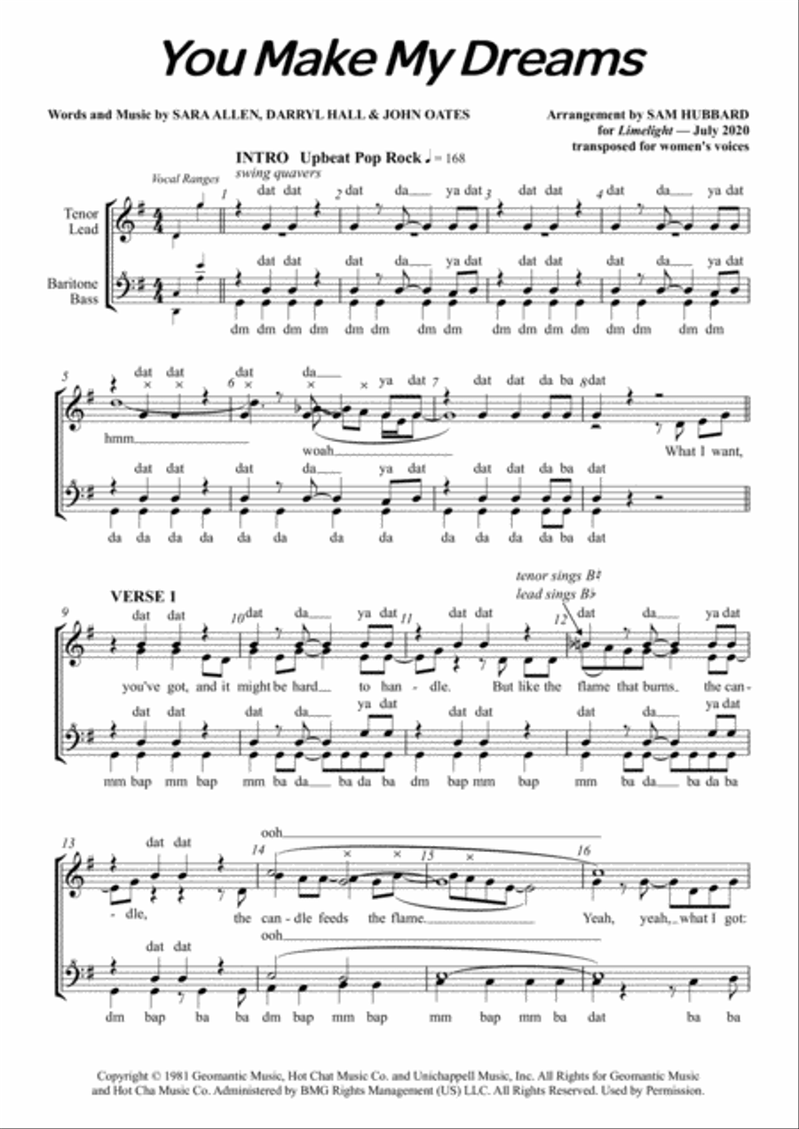 You Make My Dreams SSAA scores gallery preview page 1