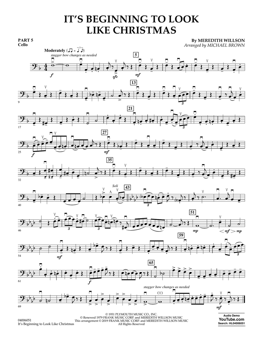 It's Beginning to Look Like Christmas (arr. Michael Brown) - Pt.5 - Cello Concert Band scores gallery preview page 1