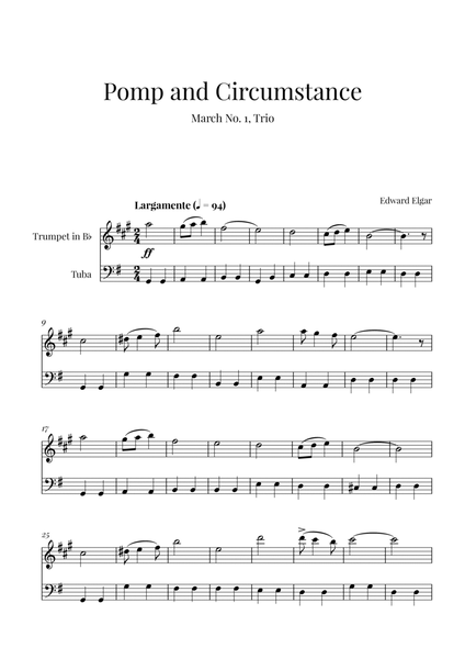 Edward Elgar - Pomp and Circumstance (for Trumpet and Tuba)