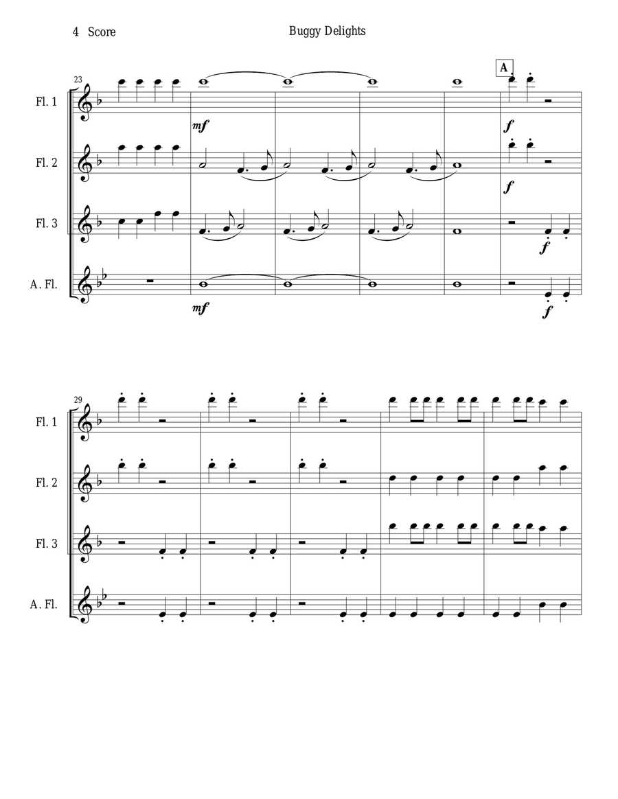 Buggy Delights, Insect Music for Flute Quartet - Score Only Flute Quartet scores gallery preview page 4