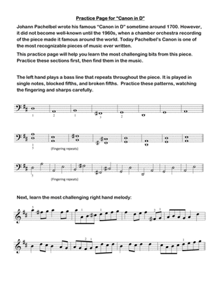 Book cover for Canon in D ("Pachelbel Canon") - easy piano with practice tips