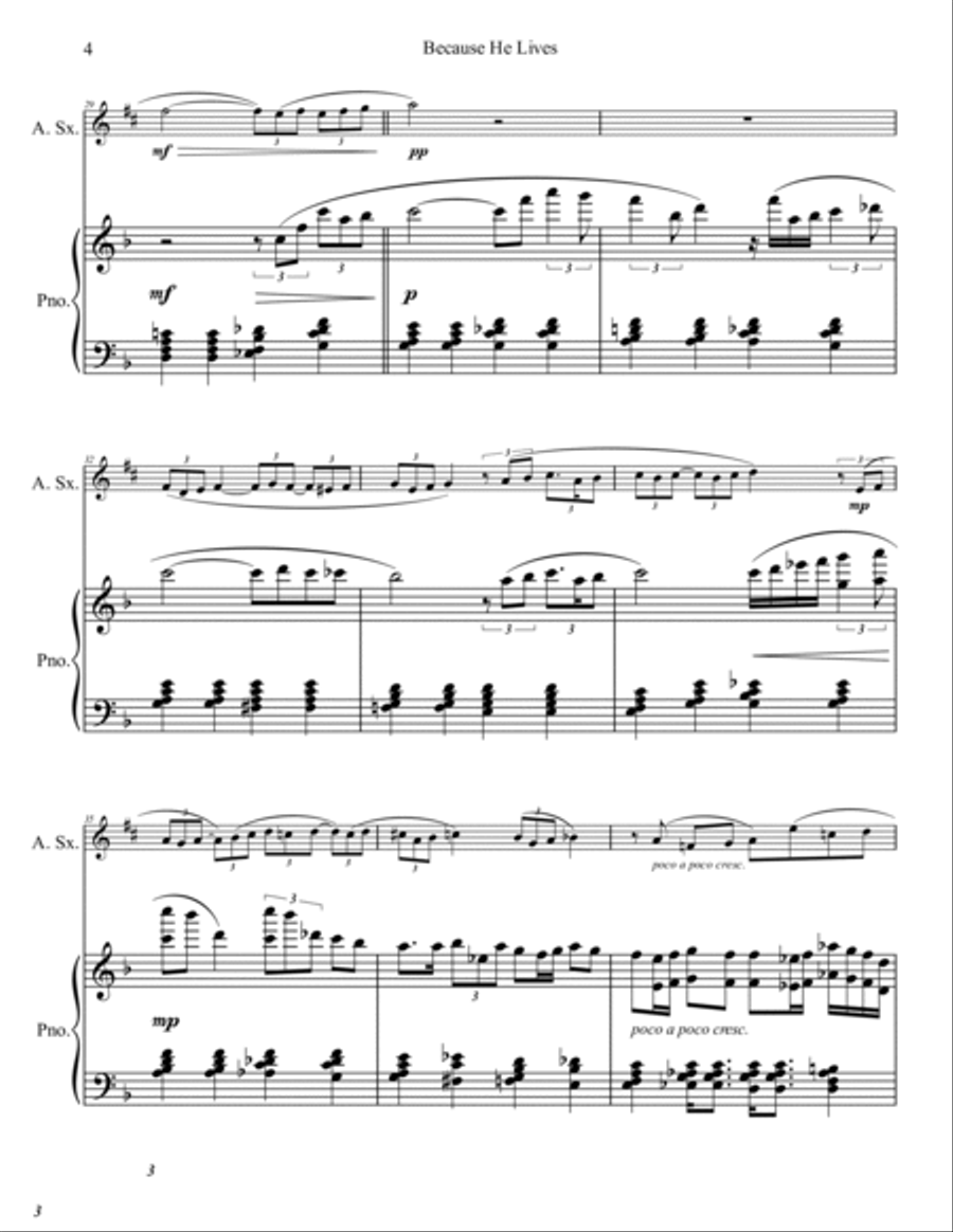 Because He Lives Alto Saxophone scores gallery preview page 5