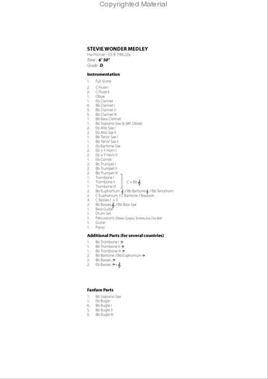 Stevie Wonder Medley Concert Band scores gallery preview page 2