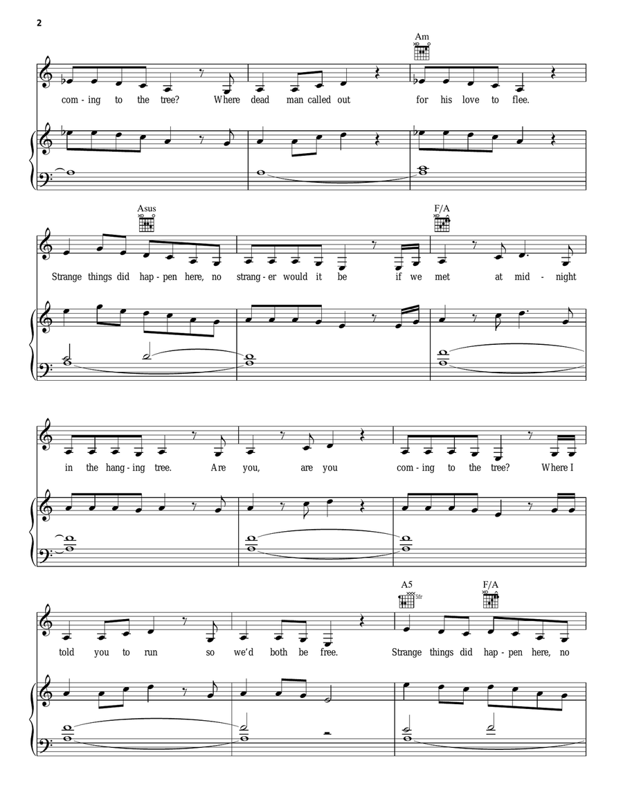 The Hanging Tree Piano, Vocal, Guitar scores gallery preview page 2