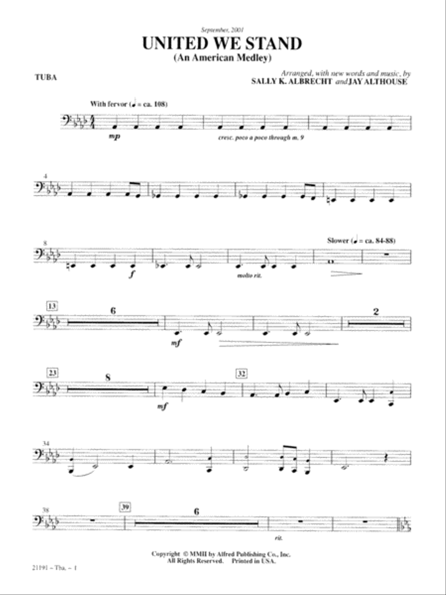 United We Stand (An American Medley): Tuba Tuba scores gallery preview page 1