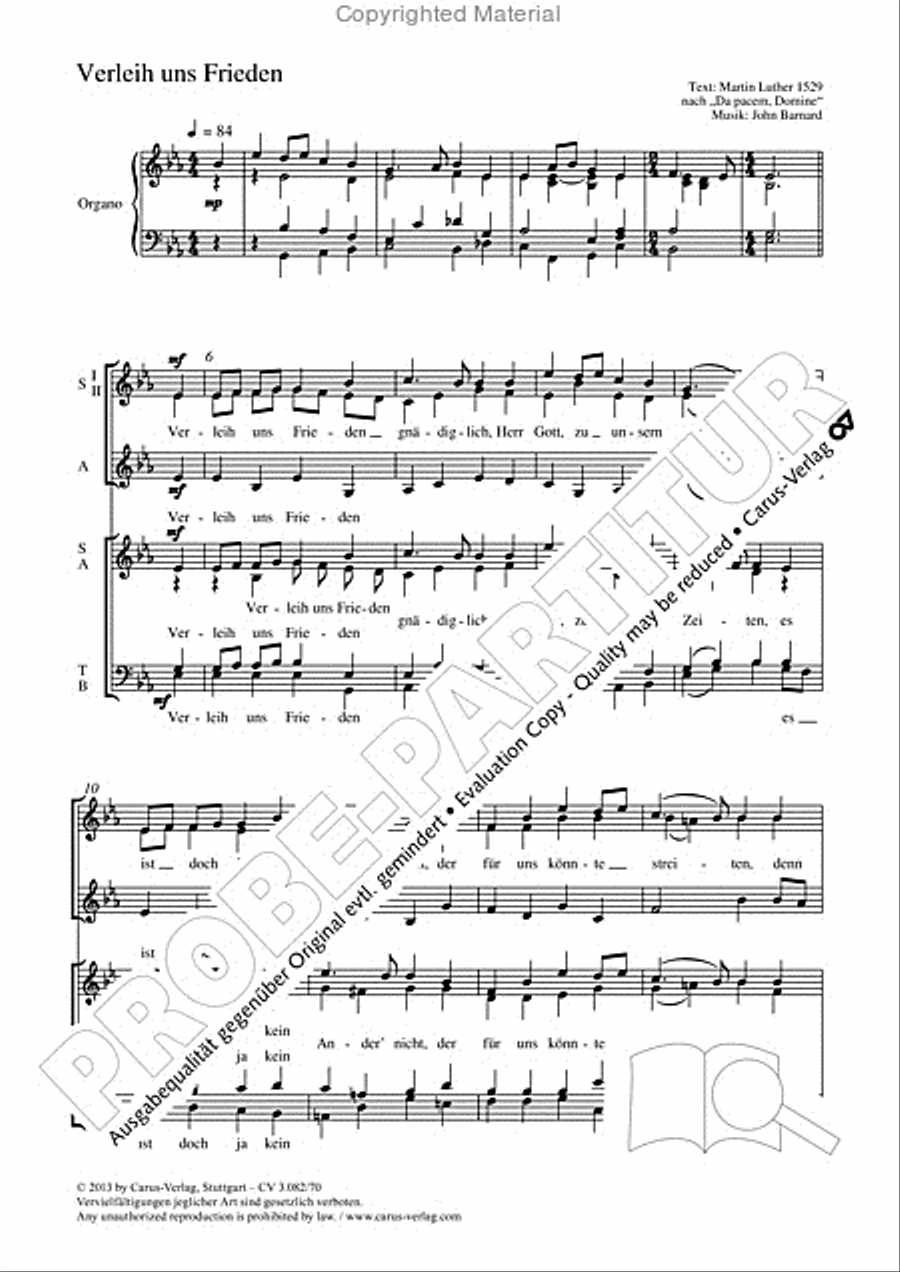 O Lord, now grant us thy peace in grace (Verleih uns Frieden) SSA scores gallery preview page 2