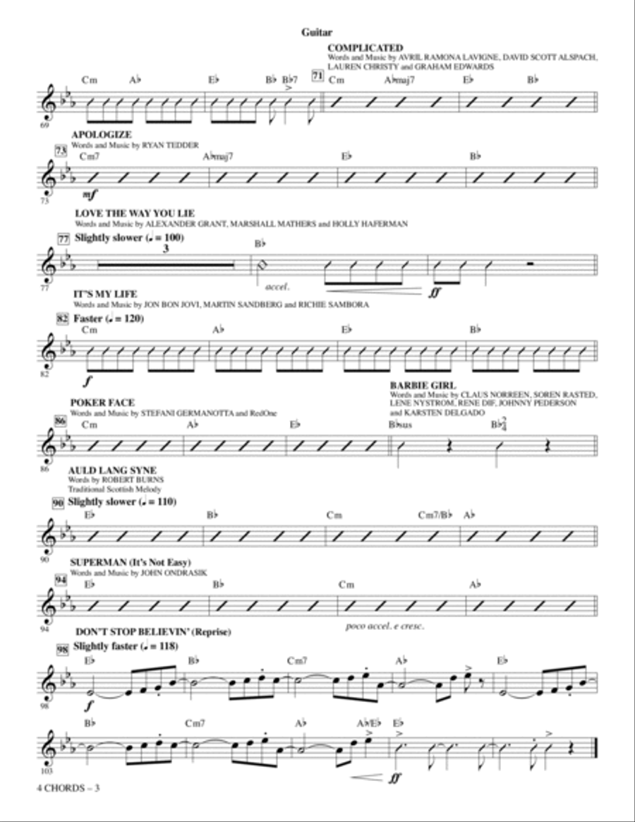 4 Chords (A Choral Medley) - Guitar Choir scores gallery preview page 3