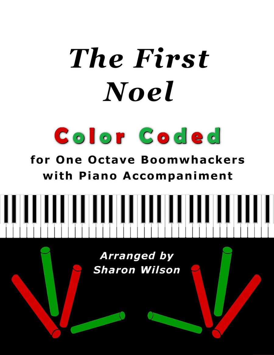 The First Noel (Color Coded for One Octave Boomwhackers with Piano) Piano scores gallery preview page 1
