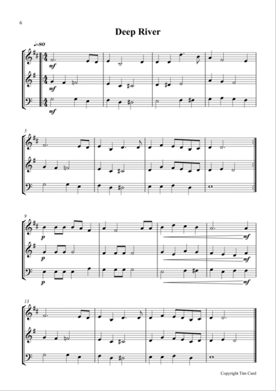 9 Spirituals, Trios For Trumpet, French Horn And Trombone 9 Spirituals, Trios For Trumpet, French Horn And Trombone Brass Trio scores gallery preview page 6