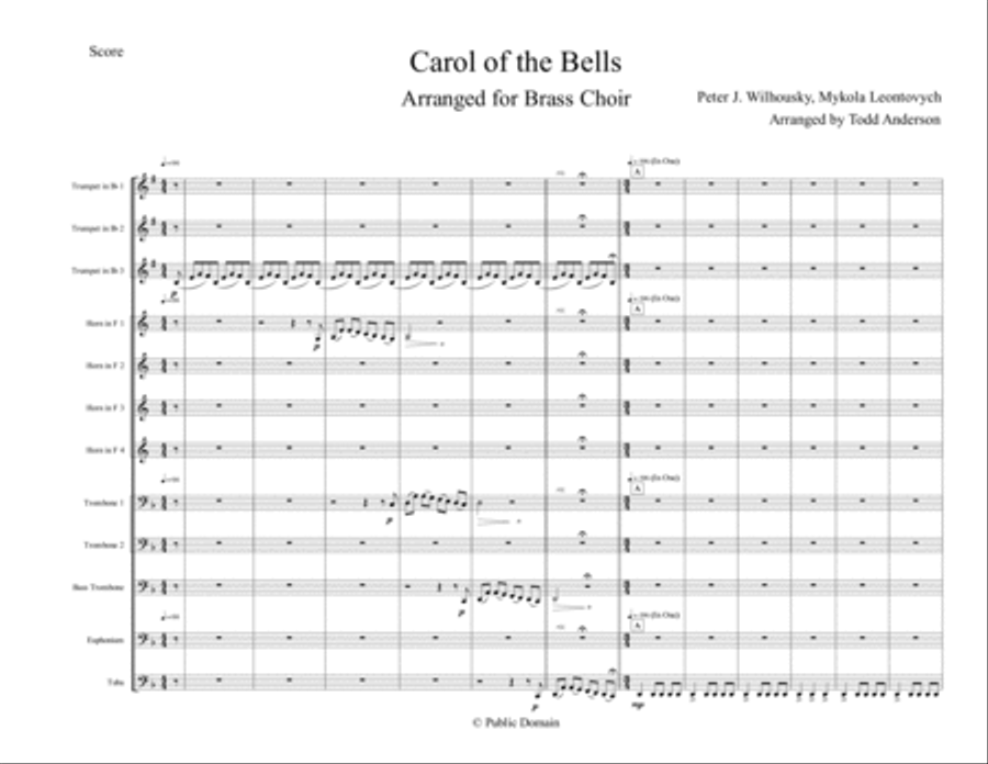 Carol of the Bells Brass Ensemble scores gallery preview page 2