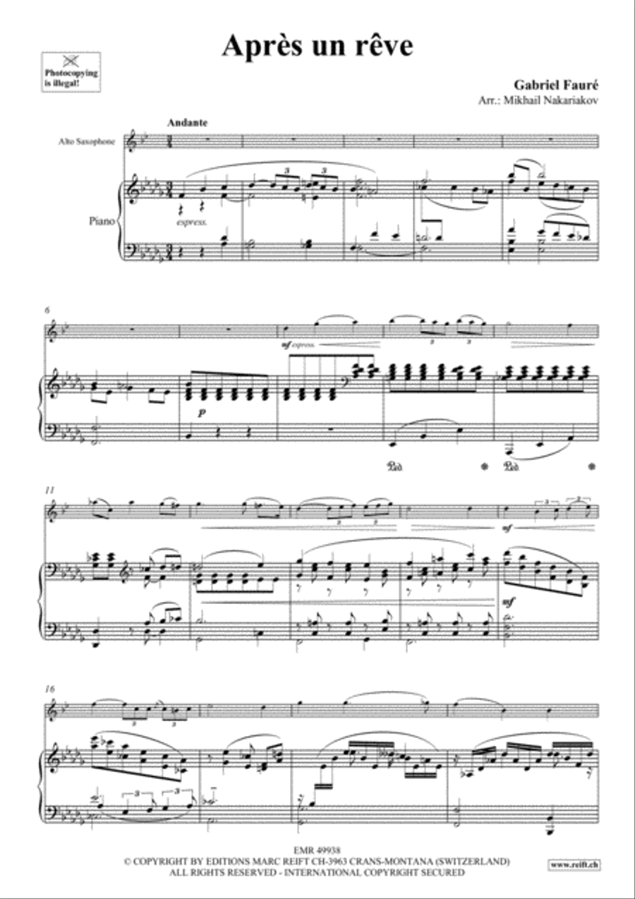 Apres un reve Alto Saxophone scores gallery preview page 3