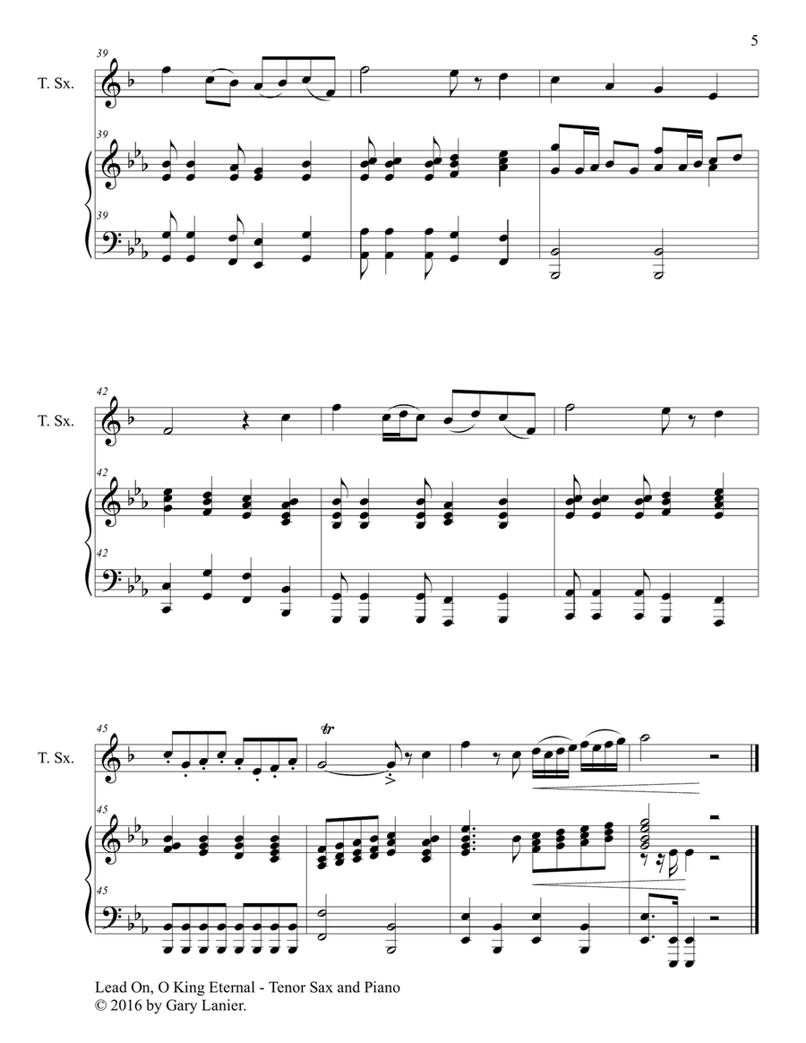 Gary Lanier: 3 GREAT HYMNS, Set III (Duets for Tenor Sax & Piano) Woodwind Duet scores gallery preview page 6