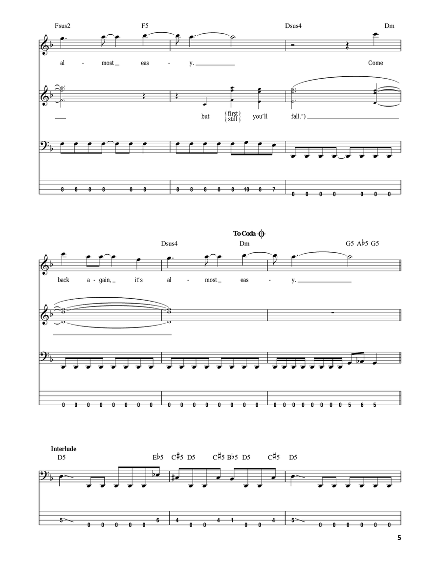Almost Easy Almost Easy Bass Guitar Tablature scores gallery preview page 5
