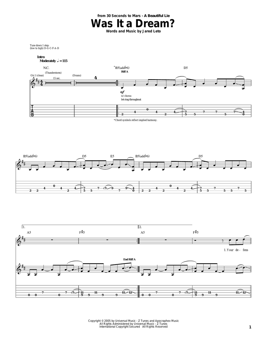 Was It A Dream? Acoustic Guitar scores gallery preview page 1