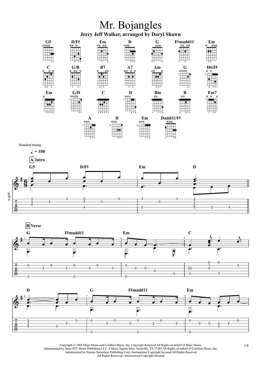 Mr. Bojangles Electric Guitar scores gallery preview page 1