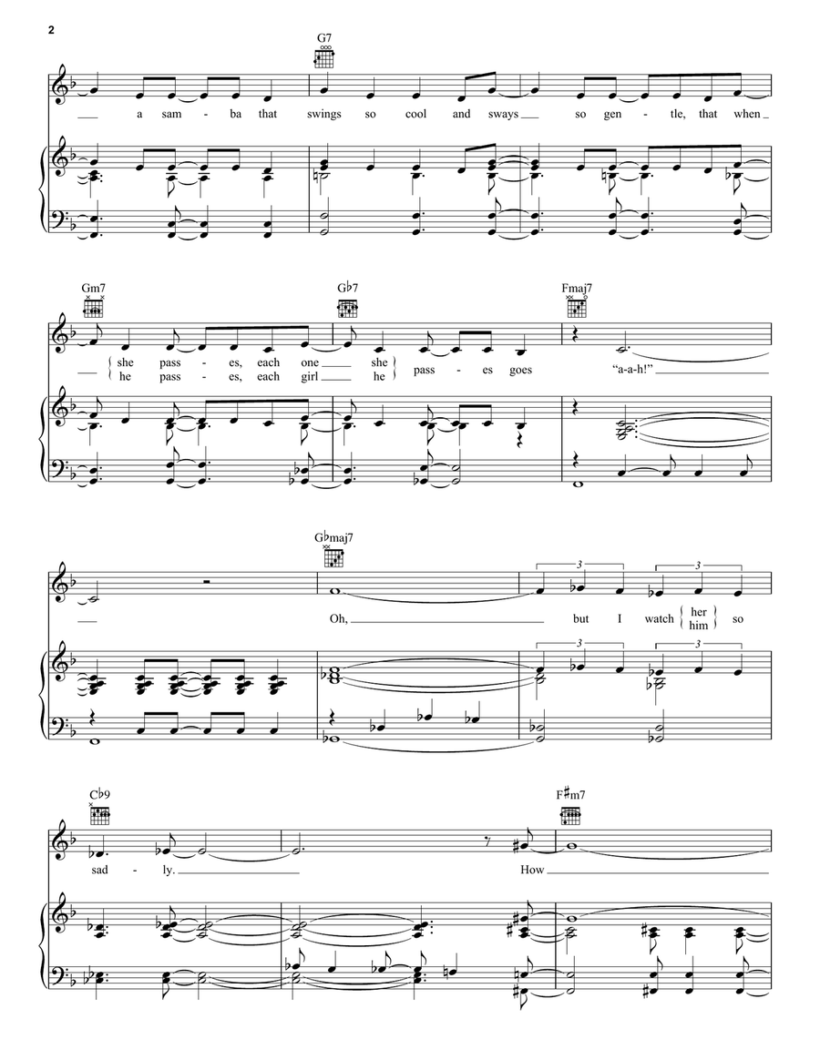 The Girl From Ipanema (Garota De Ipanema) Piano, Vocal, Guitar scores gallery preview page 2