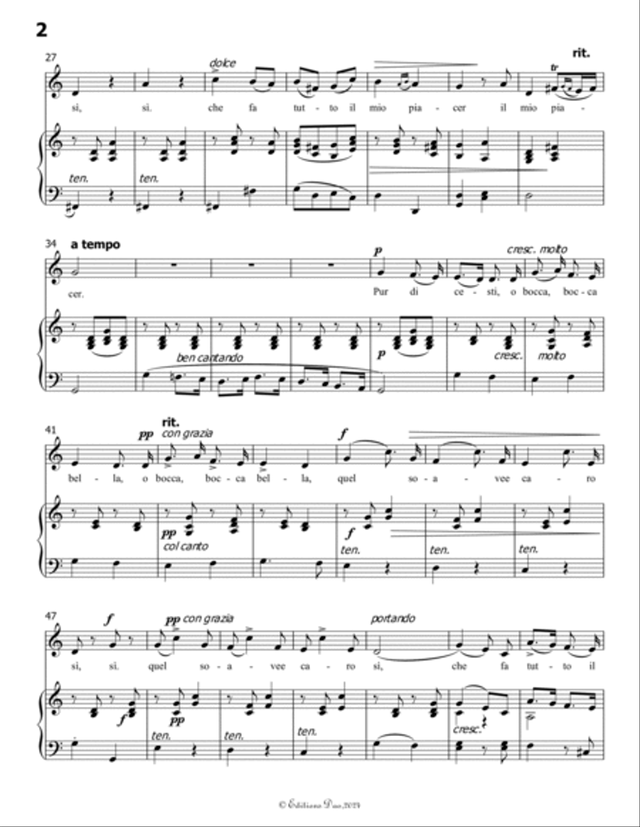 Pur dicesti,o bocca bella, by Antonio Lotti, in C Major Voice scores gallery preview page 4