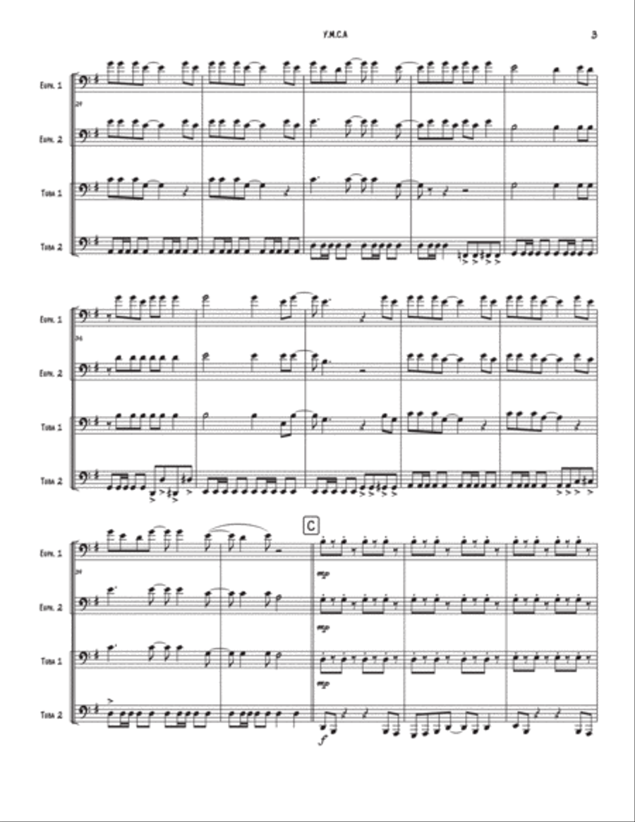 Y.m.c.a. Y.m.c.a. Brass Quartet scores gallery preview page 3