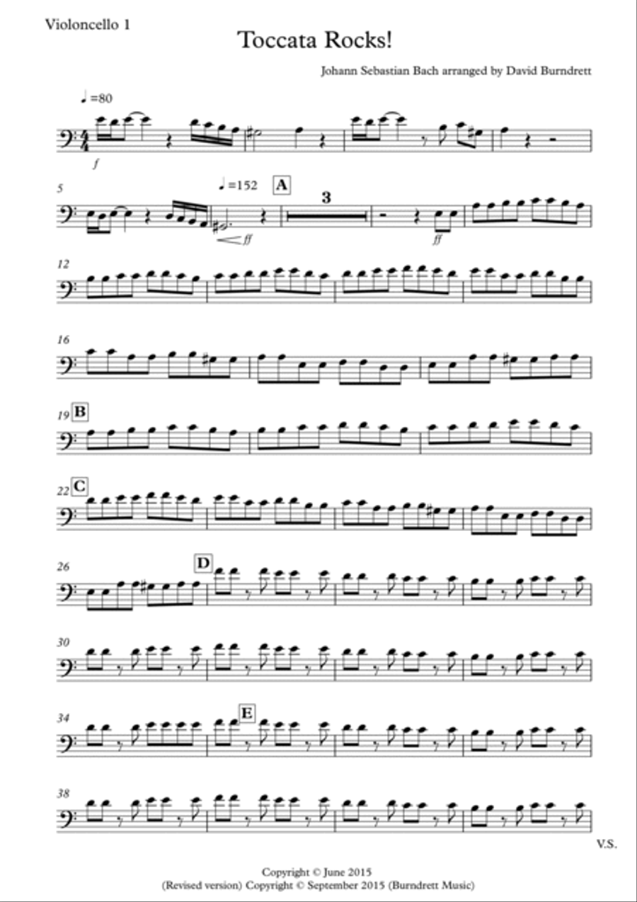 Toccata by Bach Rocks! for Cello Quartet Cello Solo scores gallery preview page 4