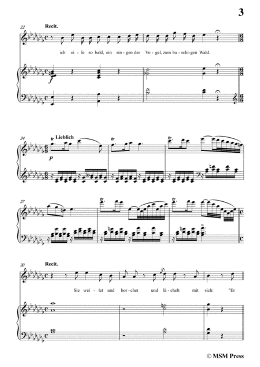 Schubert-Sehnsucht,in A flat Major,for Voice&Piano Voice scores gallery preview page 5