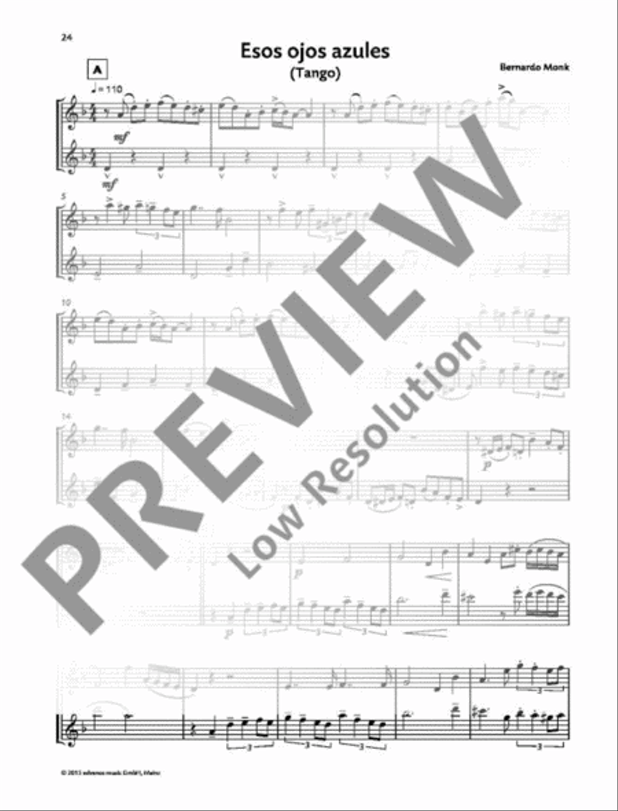 Esos ojos azules Saxophone Duet scores gallery preview page 2