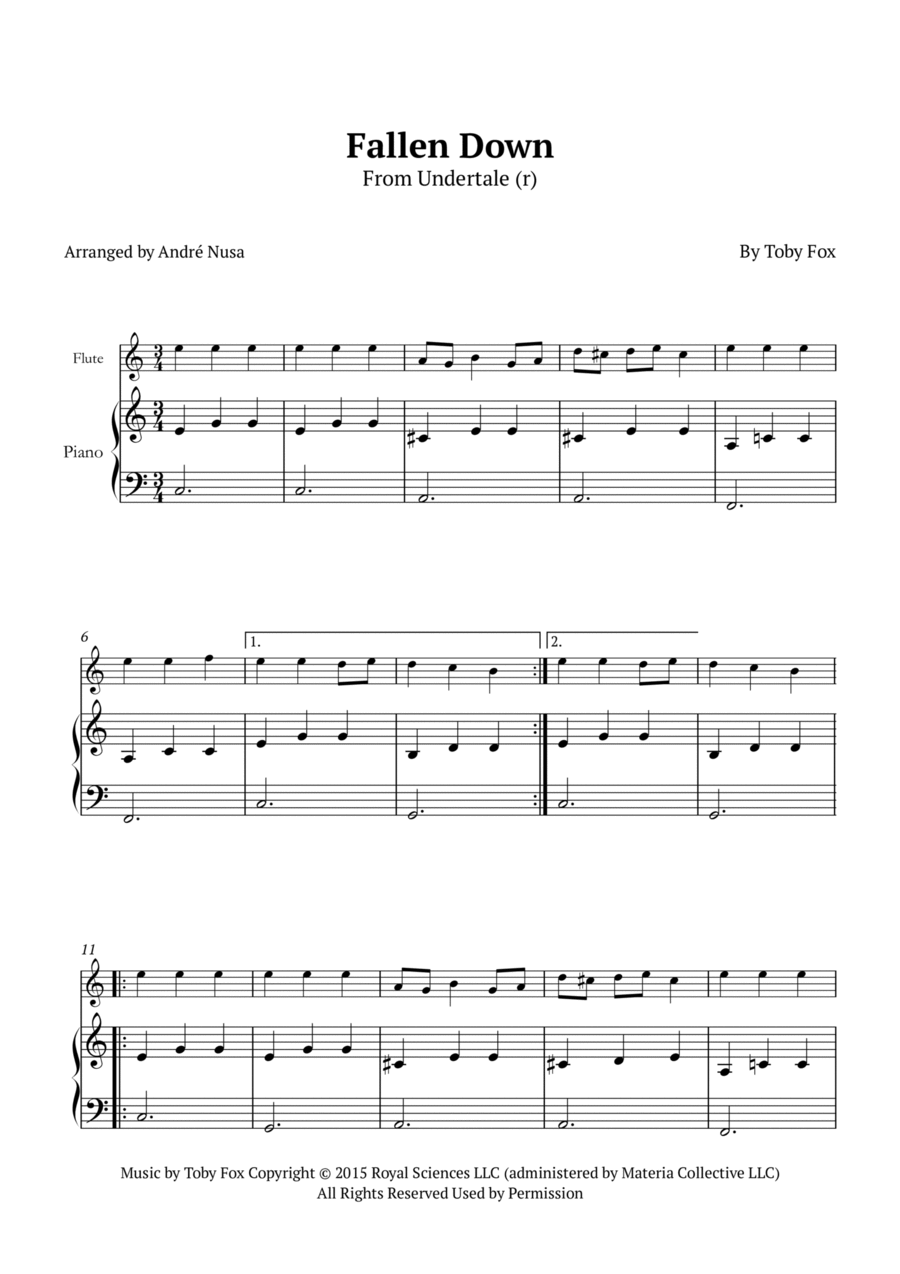 Fallen Down Flute Solo scores gallery preview page 1