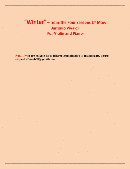 "Winter" from the Four Season 1 st Mov. - Violin and Piano image number null