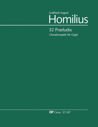 Book cover for 32 Praeludia zu geistlichen Liedern fur zwei Claviere und Pedal. Homilius-Werkausgabe
