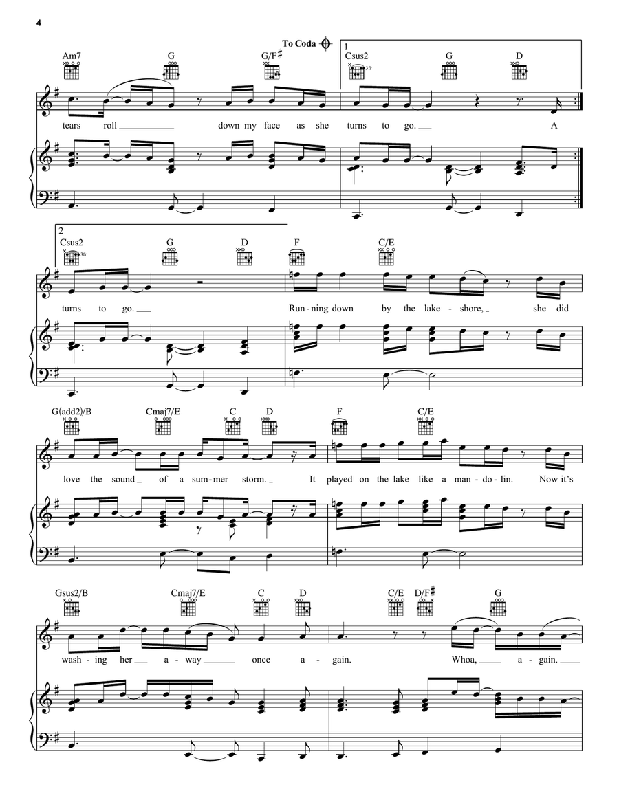 Mandolin Rain Mandolin Rain Piano, Vocal, Guitar scores gallery preview page 4