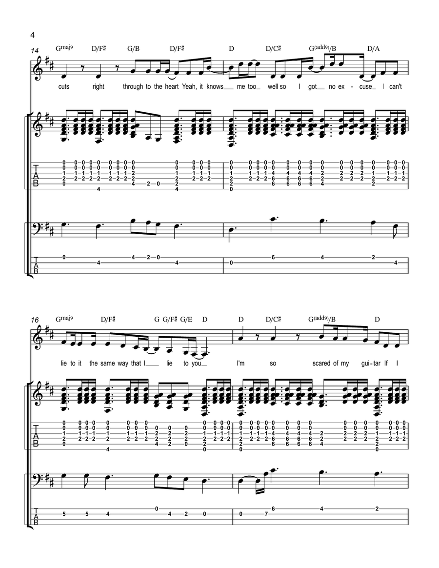 Scared Of My Guitar Piano, Vocal scores gallery preview page 4