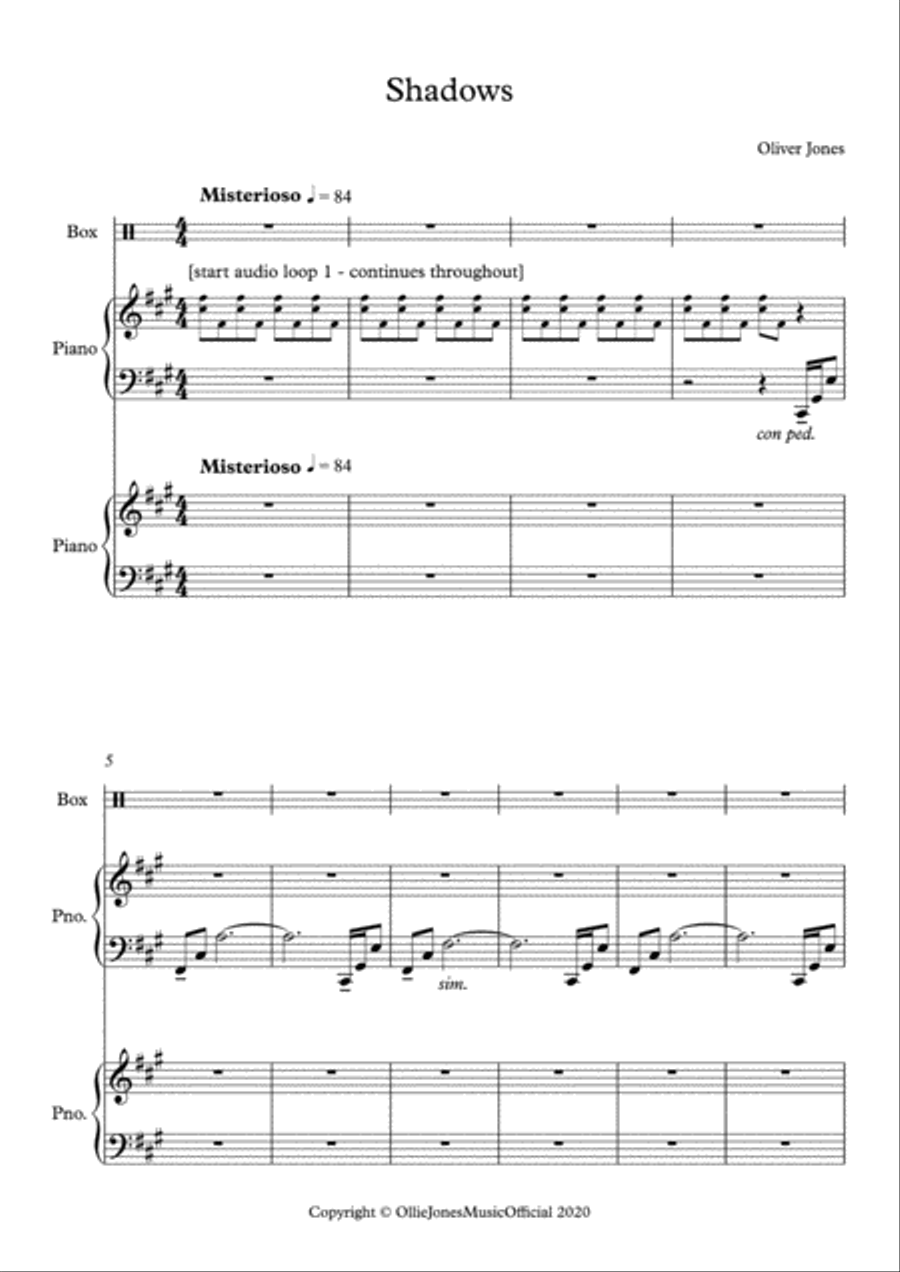 Shadows Shadows Piano Solo scores gallery preview page 1