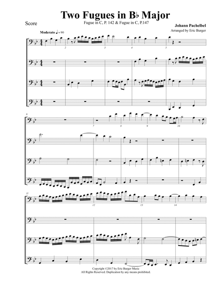 Two Fugues in Bb Major for Trombone or Low Brass Quartet image number null
