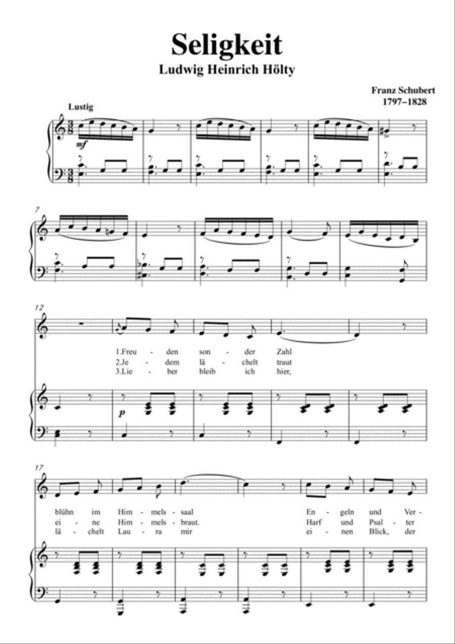 Schubert-Seligkeit in C for Vocal and Piano Voice scores gallery preview page 2