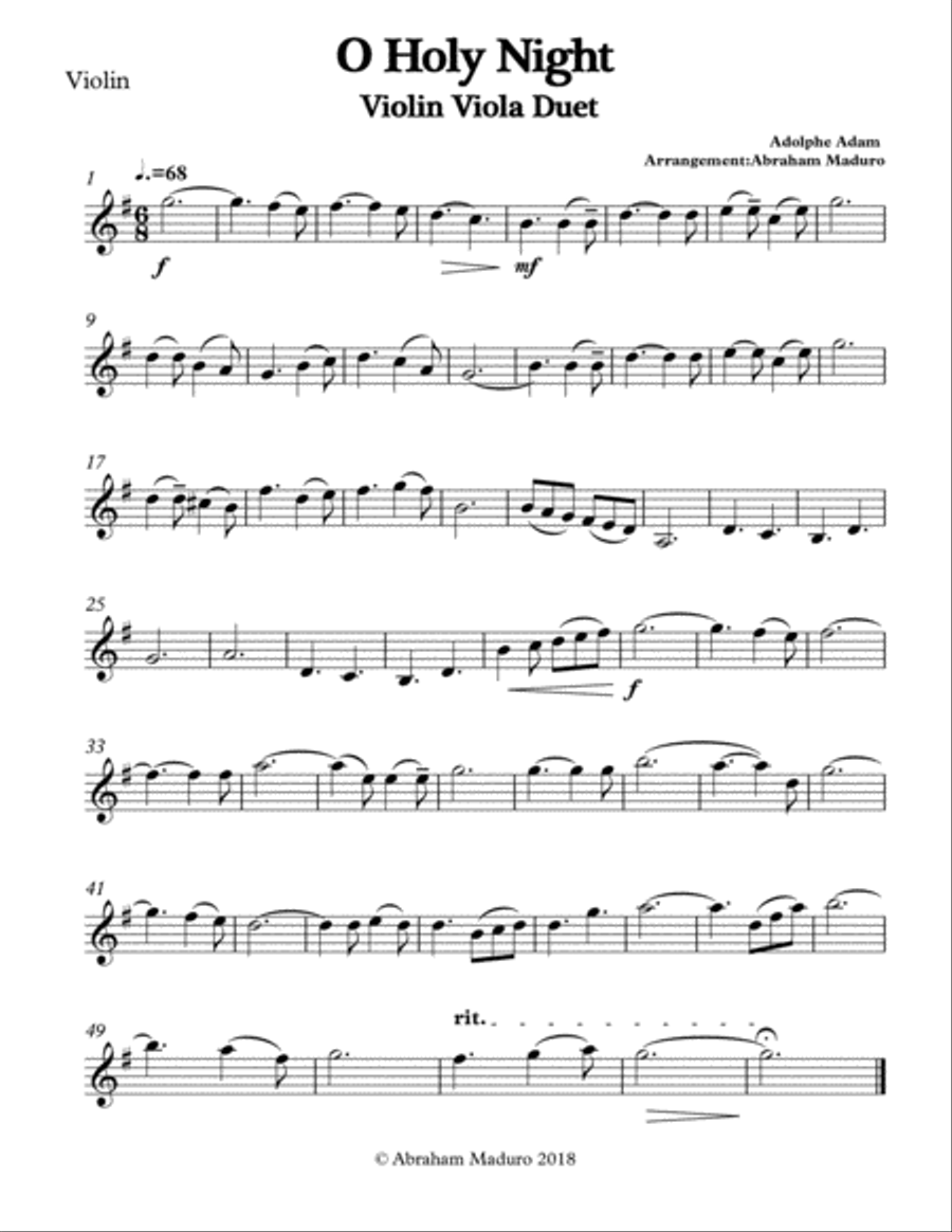 O Holy Night Violin Viola Duet-Two Tonalities Included String Duet scores gallery preview page 3