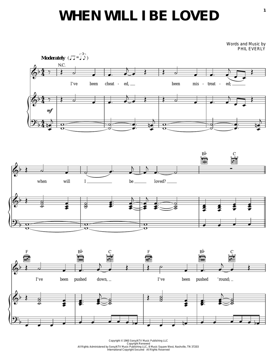 When Will I Be Loved When Will I Be Loved Piano, Vocal, Guitar scores gallery preview page 1