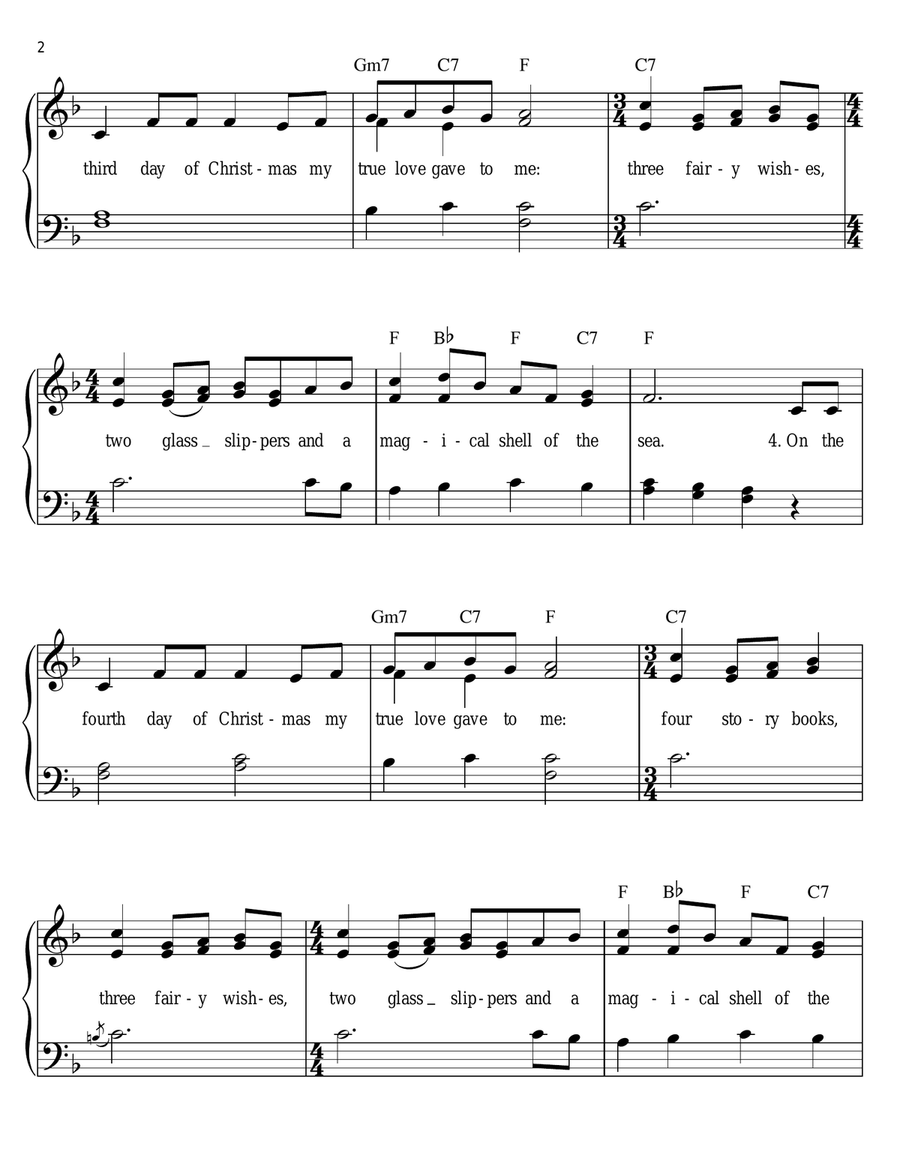 The Twelve Days Of Christmas Easy Piano scores gallery preview page 2