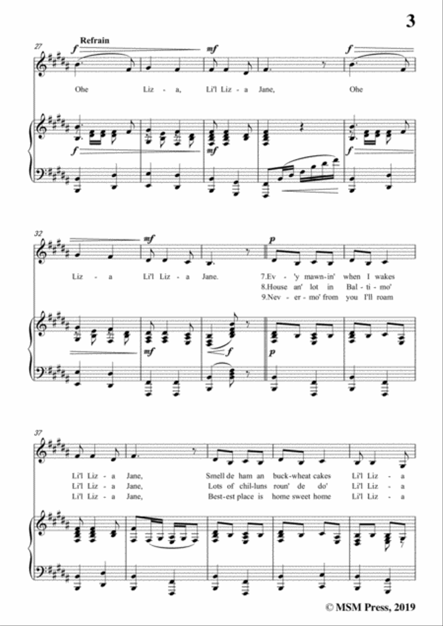 Ada DeLachau-Li'l Liza Jane,in B Major,for Voice and Piano Voice Solo scores gallery preview page 5