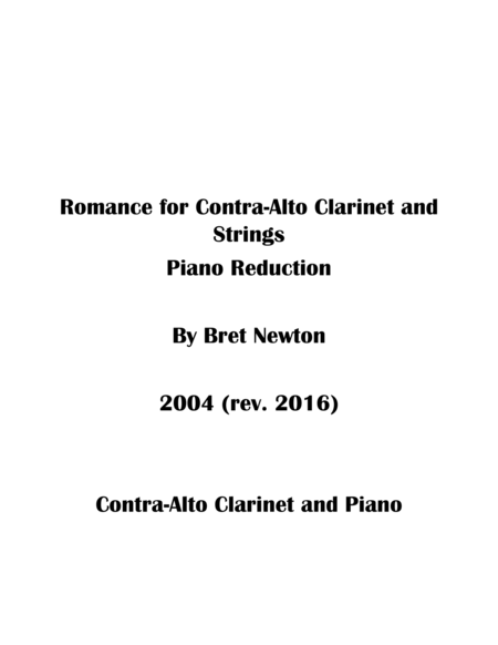 Romance for Contra-Alto Clarinet and Strings - Piano Reduction