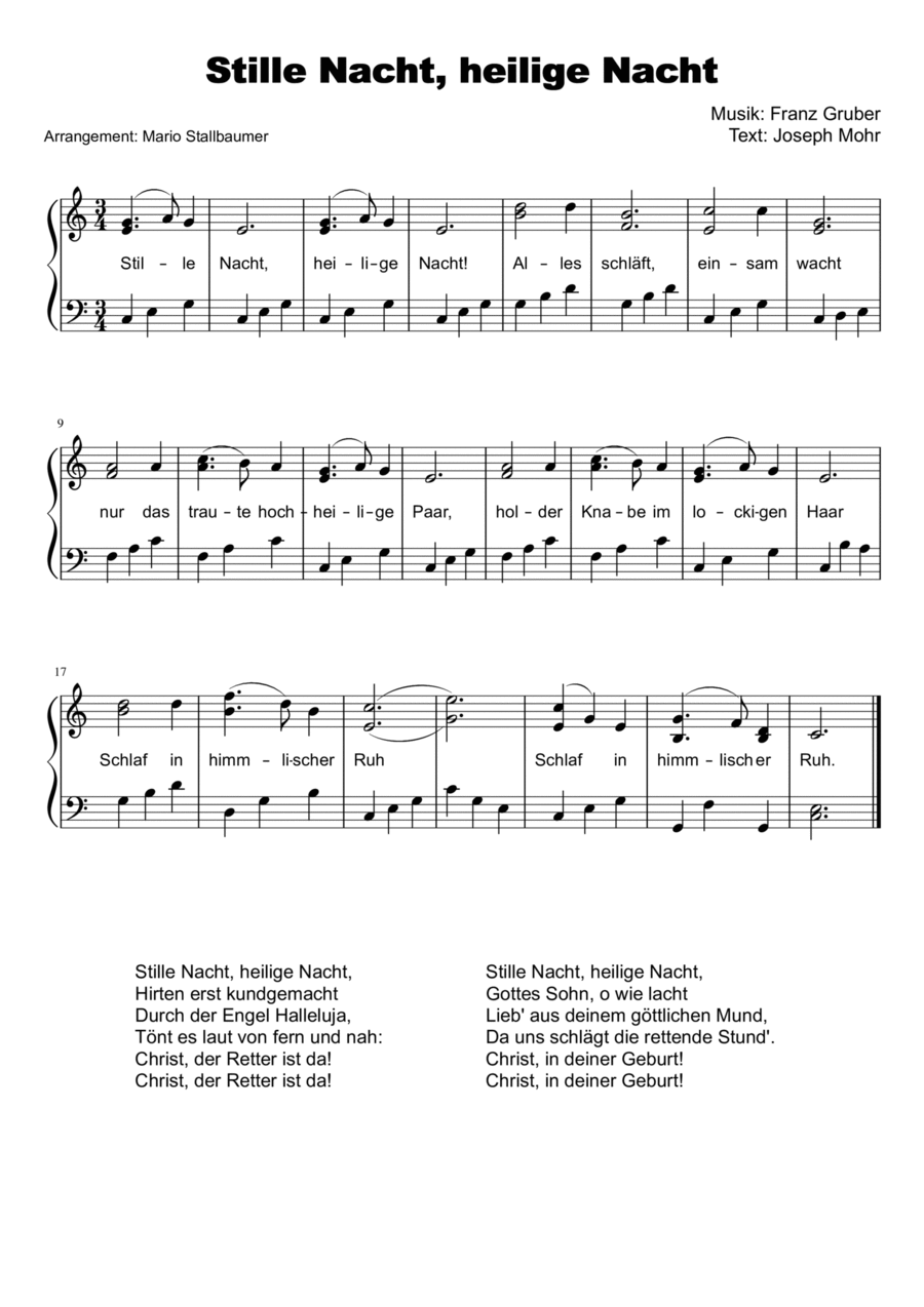 Stille Nacht, heilige Nacht Voice scores gallery preview page 1