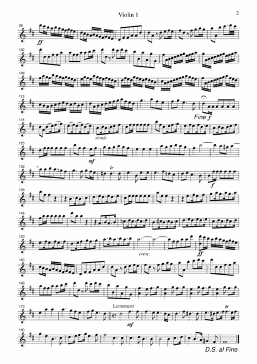 Handel Royal Fireworks Music Overture, for string quartet, CH111 String Quartet scores gallery preview page 6