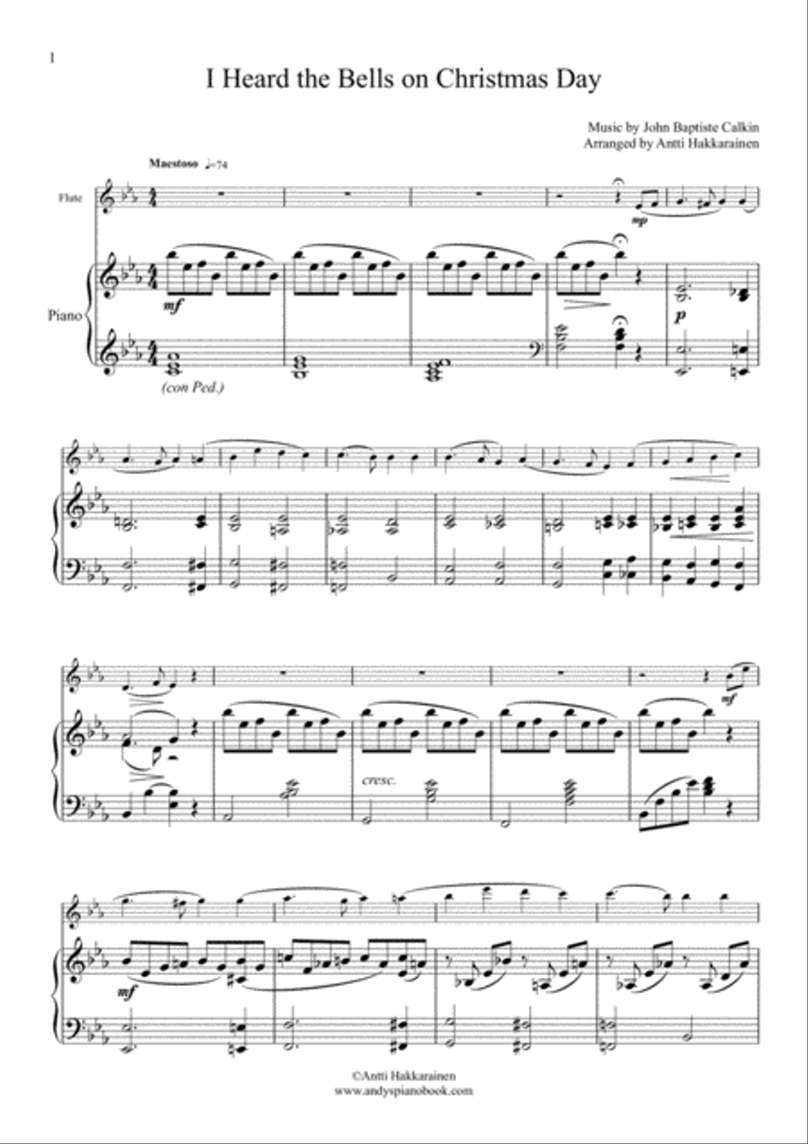 I Heard the Bells on Christmas Day - Flute & Piano Flute Solo scores gallery preview page 2