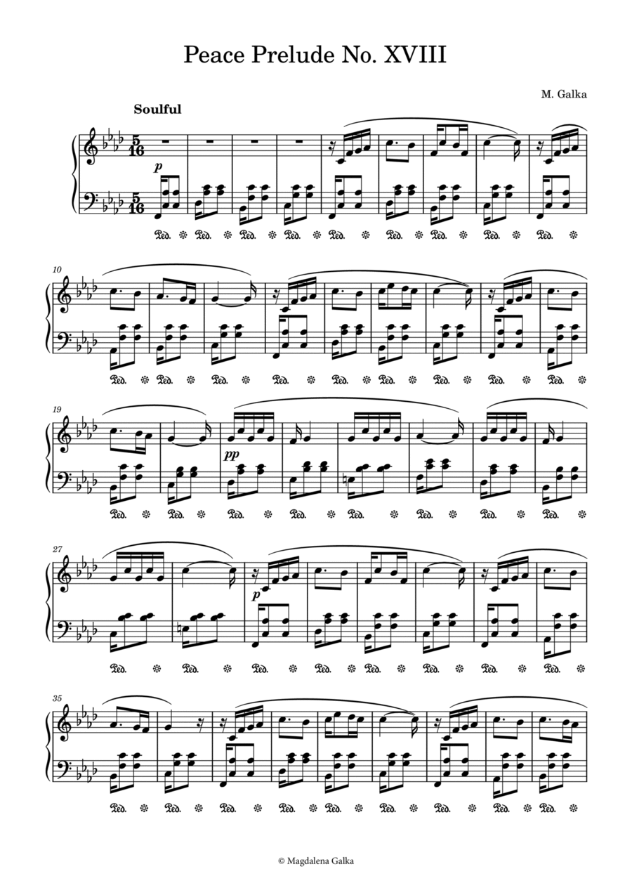 Peace Prelude No. XVIII Nr. 18 in f minor Soulful Piano Solo scores gallery preview page 1