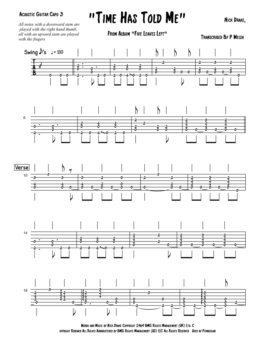 Time Has Told Me Guitar Tablature scores gallery preview page 1